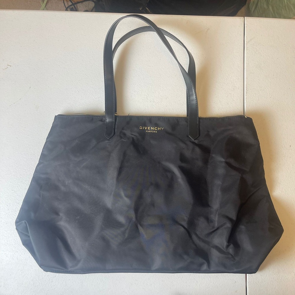 GIVENCHY Parfums Black Nylon Tote Bag Shopper With‎ Leather Handles